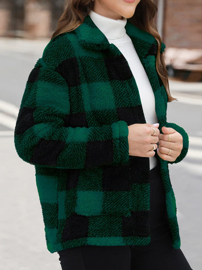 stylub Button Up Drop Shoulder Fuzzy Jacket