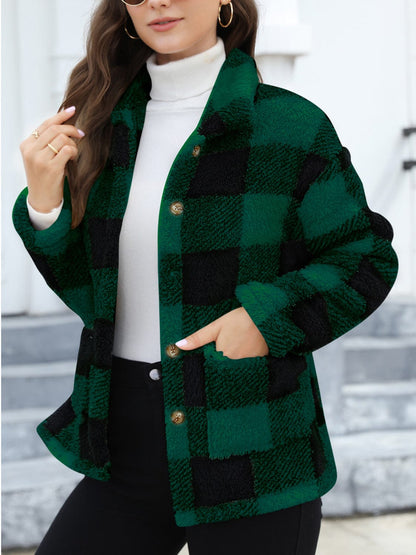 stylub Button Up Drop Shoulder Fuzzy Jacket
