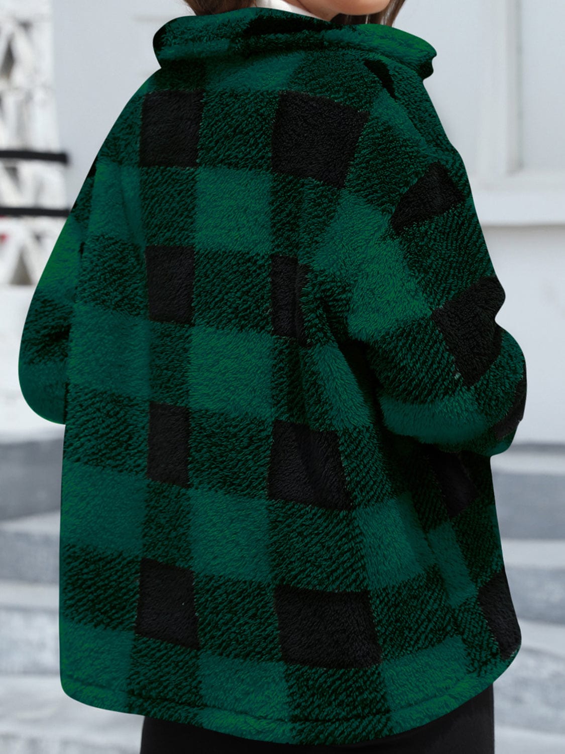 stylub Button Up Drop Shoulder Fuzzy Jacket