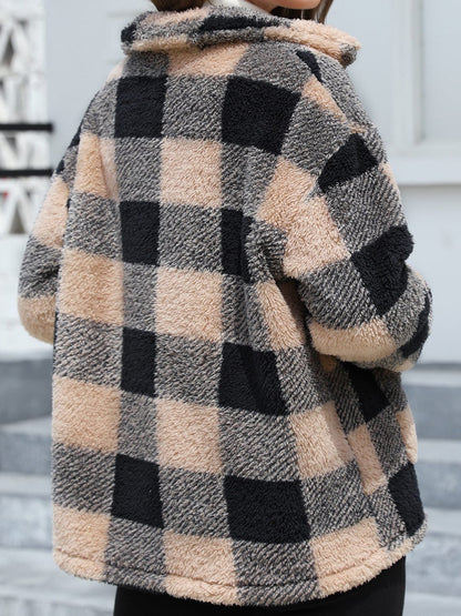 stylub Button Up Drop Shoulder Fuzzy Jacket