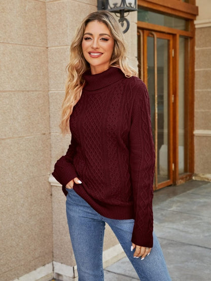 stylub Cable-Knit Mock Neck Sweater