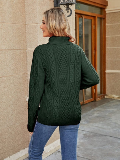 stylub Cable-Knit Mock Neck Sweater