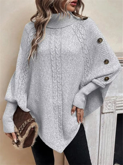 Stylub Cable Knit Turtleneck Cape Sweater
