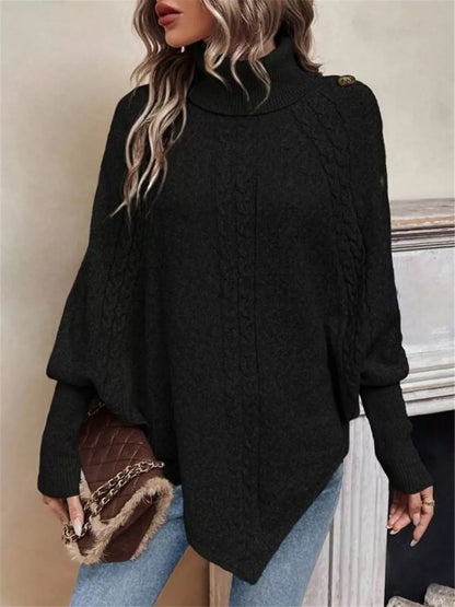 Stylub Cable Knit Turtleneck Cape Sweater