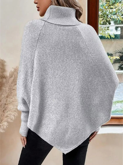 Stylub Cable Knit Turtleneck Cape Sweater