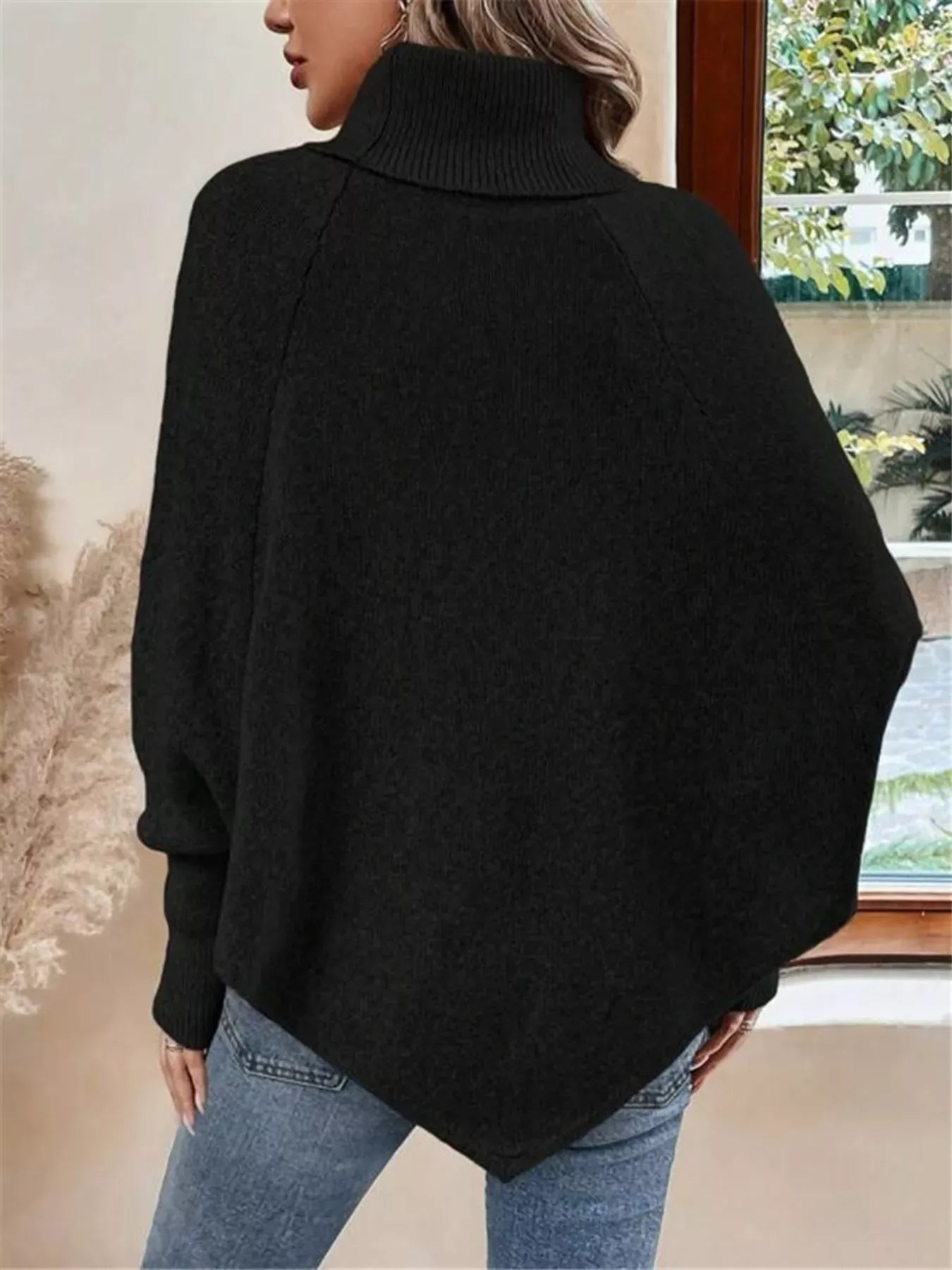 Stylub Cable Knit Turtleneck Cape Sweater
