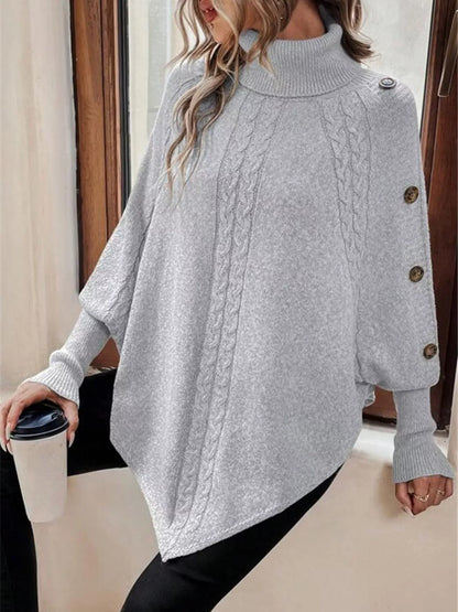 Stylub Cable Knit Turtleneck Cape Sweater