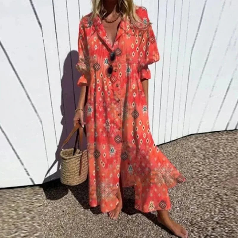 stylub Cassidy - Boho Beauty Puff Sleeve Maxi Dress