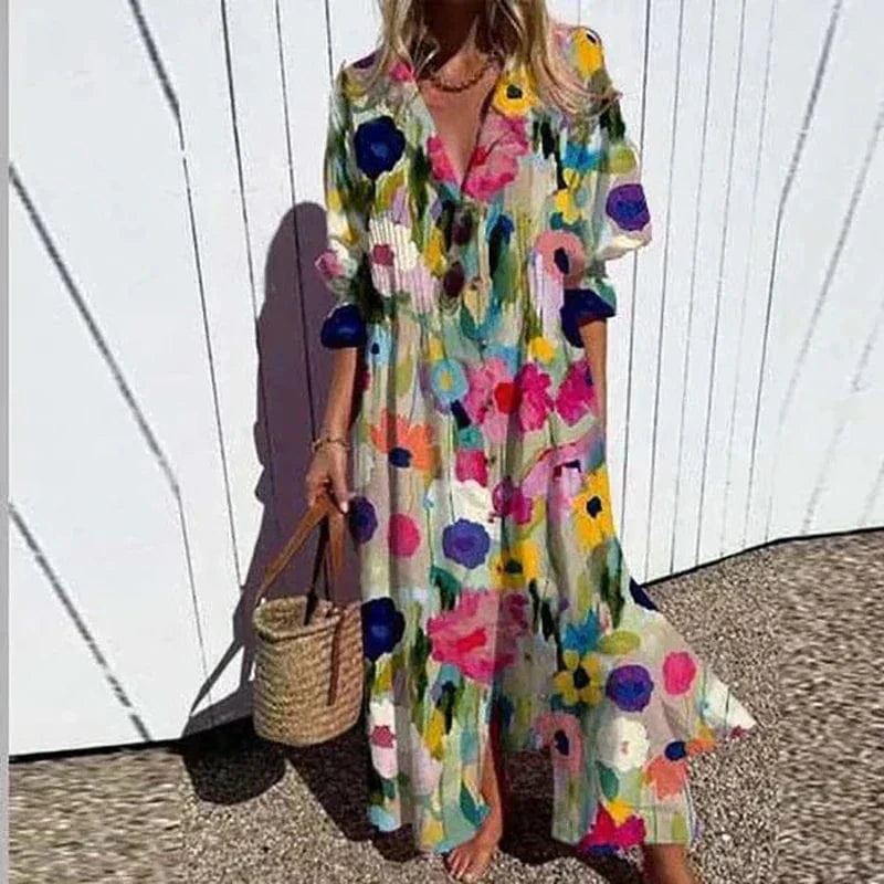 stylub Cassidy - Boho Beauty Puff Sleeve Maxi Dress
