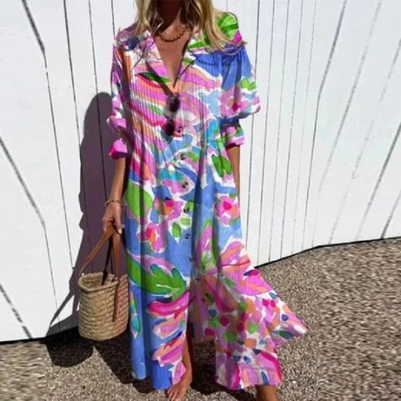 stylub Cassidy - Boho Beauty Puff Sleeve Maxi Dress