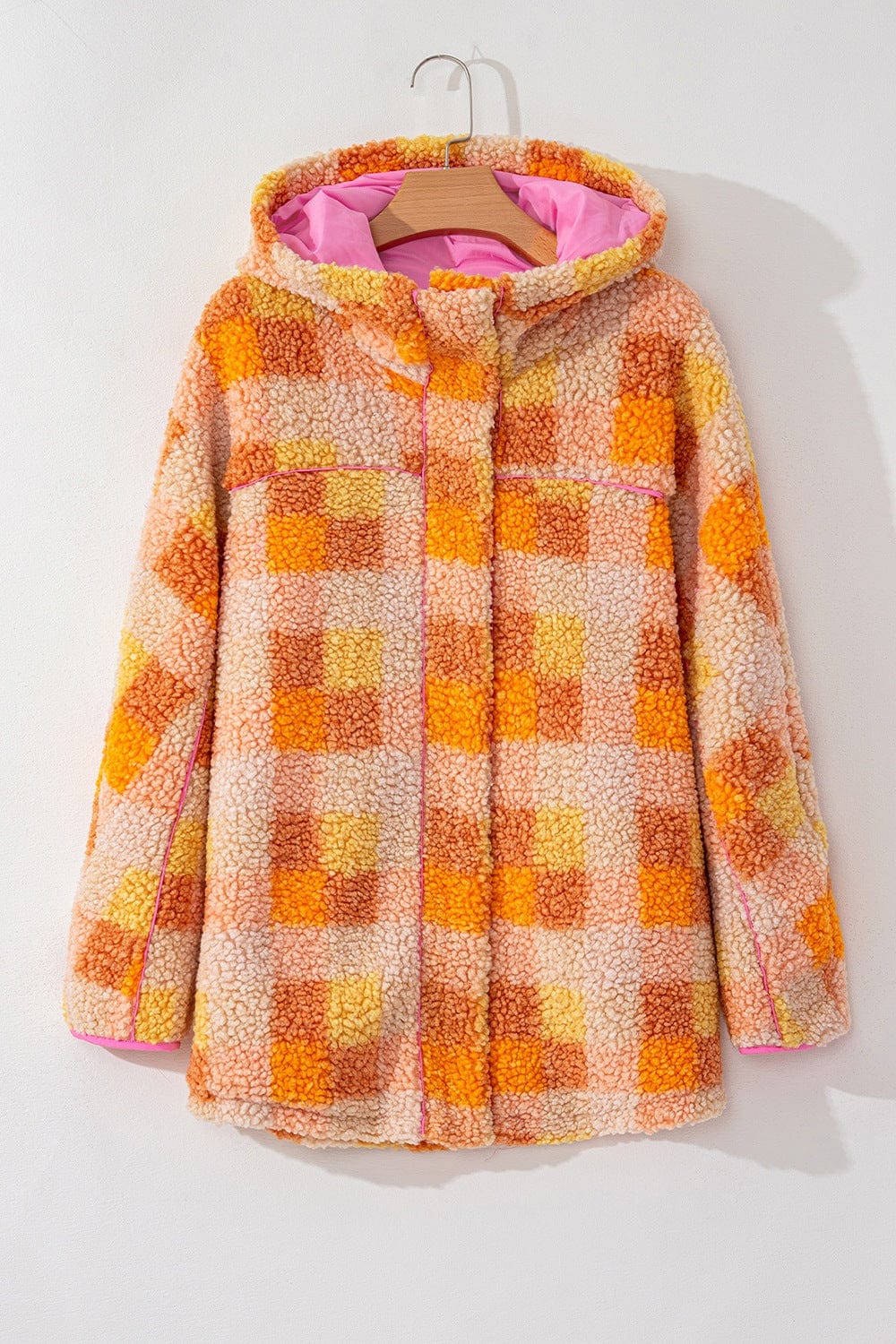 stylub Checkered Long Sleeve Sherpa Hooded Jacket