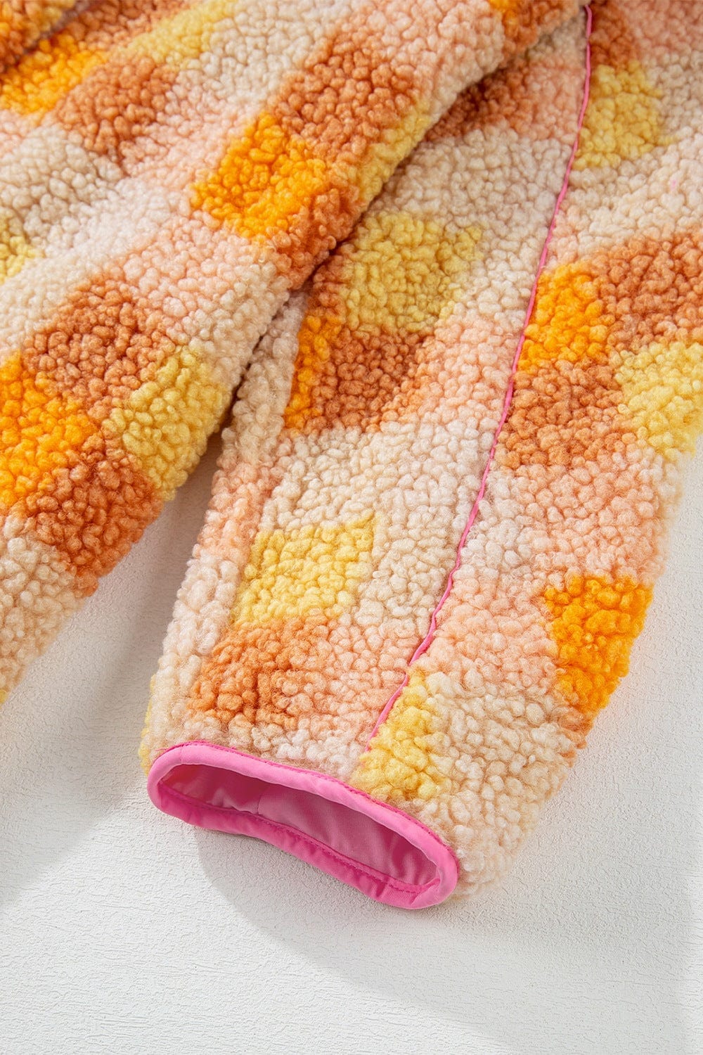 stylub Checkered Long Sleeve Sherpa Hooded Jacket