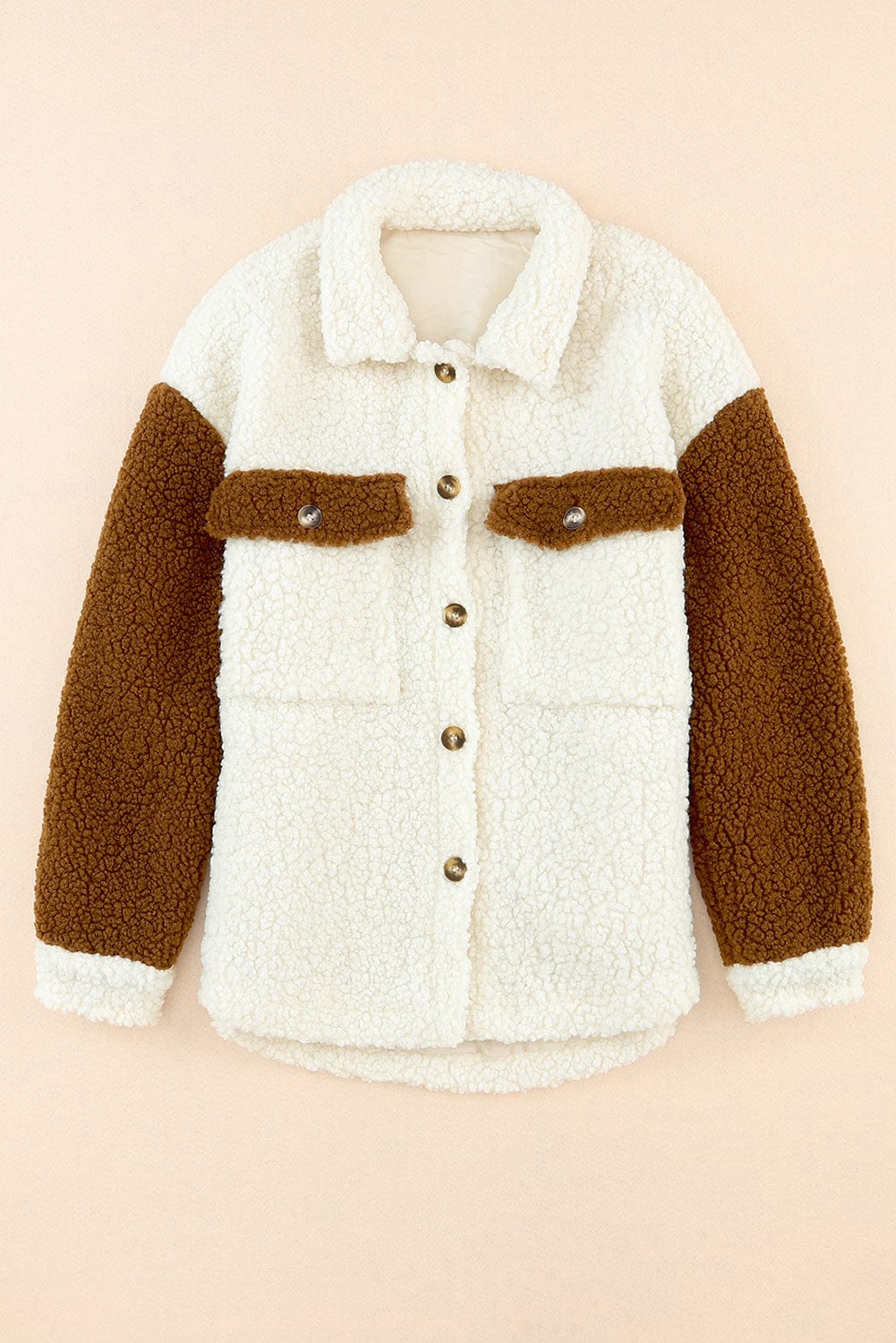 stylub Color Block Collared Neck Sherpa Jacket