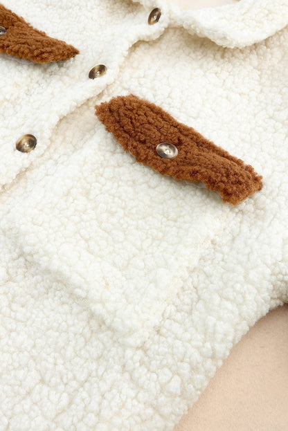 stylub Color Block Collared Neck Sherpa Jacket