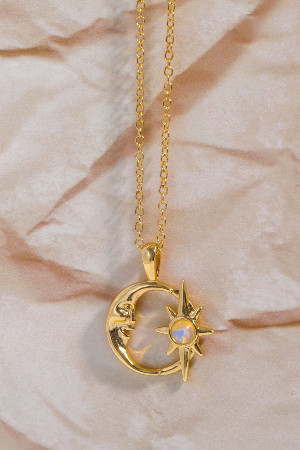 stylub Copper 14K Gold-Plated Moon & Star Shape Pendant Necklace