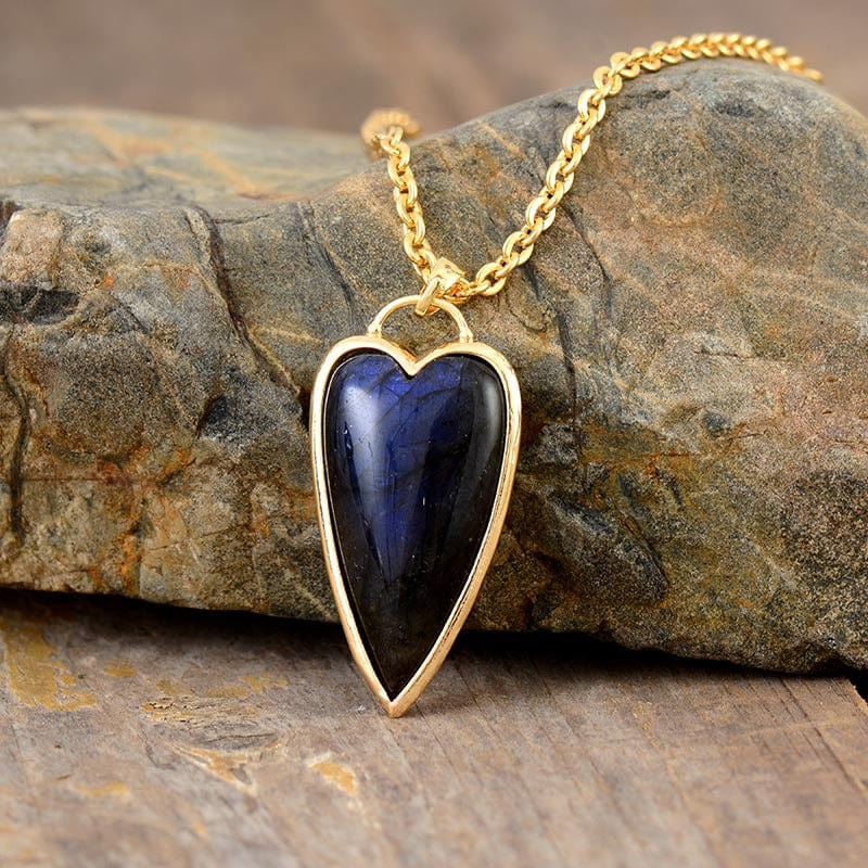stylub Copper Labradorite Heart Shape Necklace