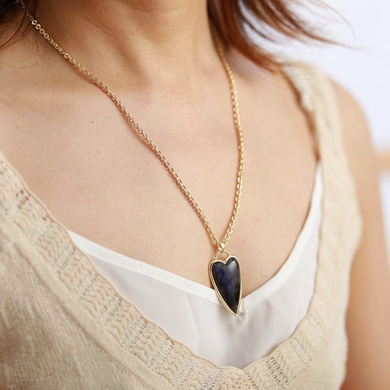 stylub Copper Labradorite Heart Shape Necklace