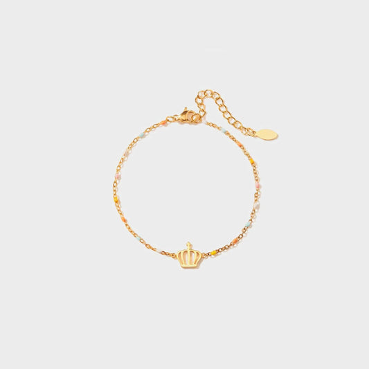 stylub Crown Shape 18K Gold-Plated Bead Bracelet