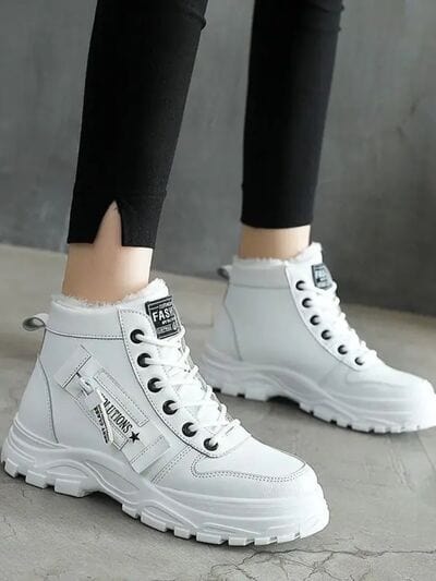 stylub Decorative Zipper Round Toe Platform Boots