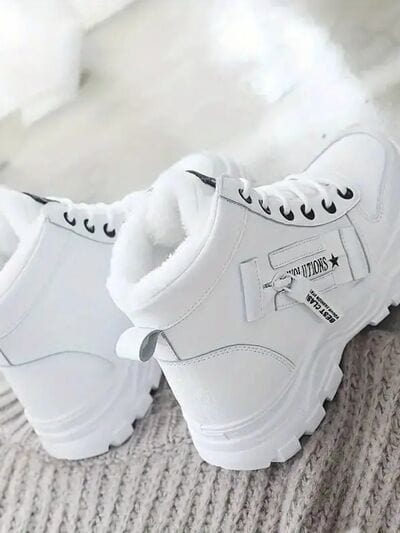 stylub Decorative Zipper Round Toe Platform Boots