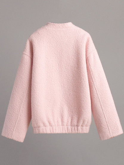 stylub Double Take Plush Mock Neck Snap Down Jacket with Pockets