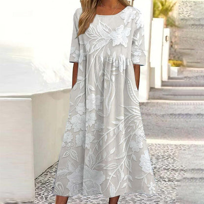 stylub Dovie - Timeless Long Floral Dress with 3/4 Sleeves