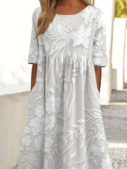 stylub Dovie - Timeless Long Floral Dress with 3/4 Sleeves