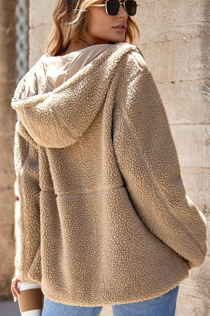 stylub Drawstring Fleece Zip Up Hooded Jacket