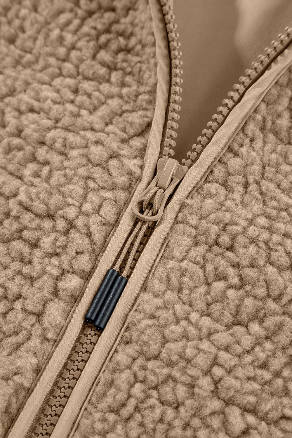 stylub Drawstring Fleece Zip Up Hooded Jacket