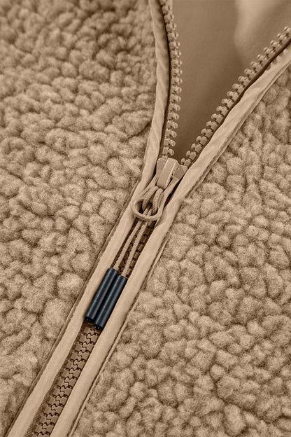 stylub Drawstring Fleece Zip Up Hooded Jacket