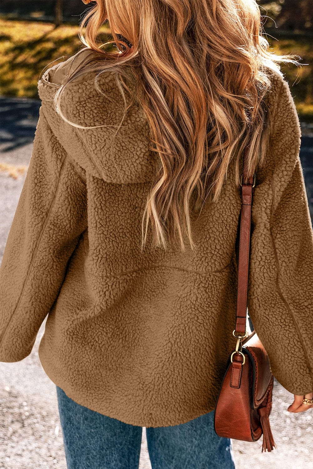 stylub Drawstring Fleece Zip Up Hooded Jacket