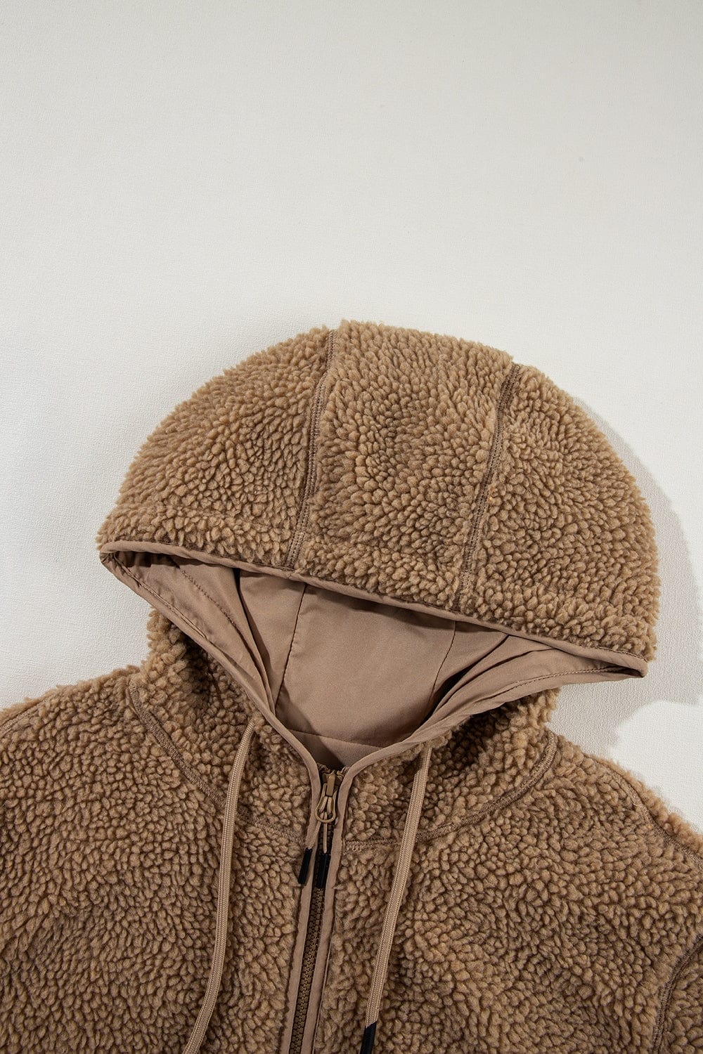 stylub Drawstring Fleece Zip Up Hooded Jacket