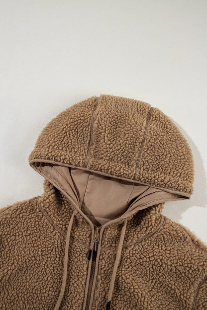 stylub Drawstring Fleece Zip Up Hooded Jacket