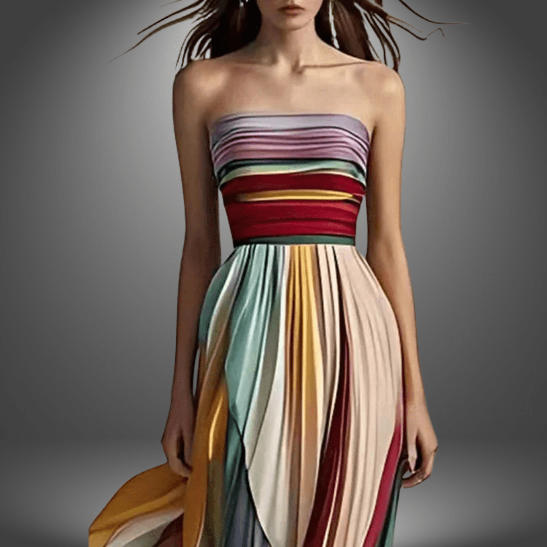 stylub Dylan - Colorful Stripes Tube Top Maxi Dress