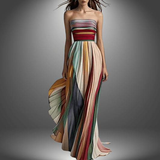 stylub Dylan - Colorful Stripes Tube Top Maxi Dress