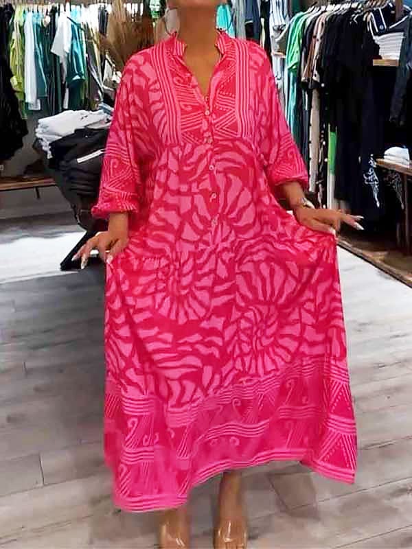 stylub Elka™ - Women's V-neck Printed Loose Dress