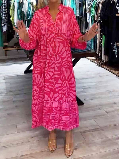 stylub Elka™ - Women's V-neck Printed Loose Dress