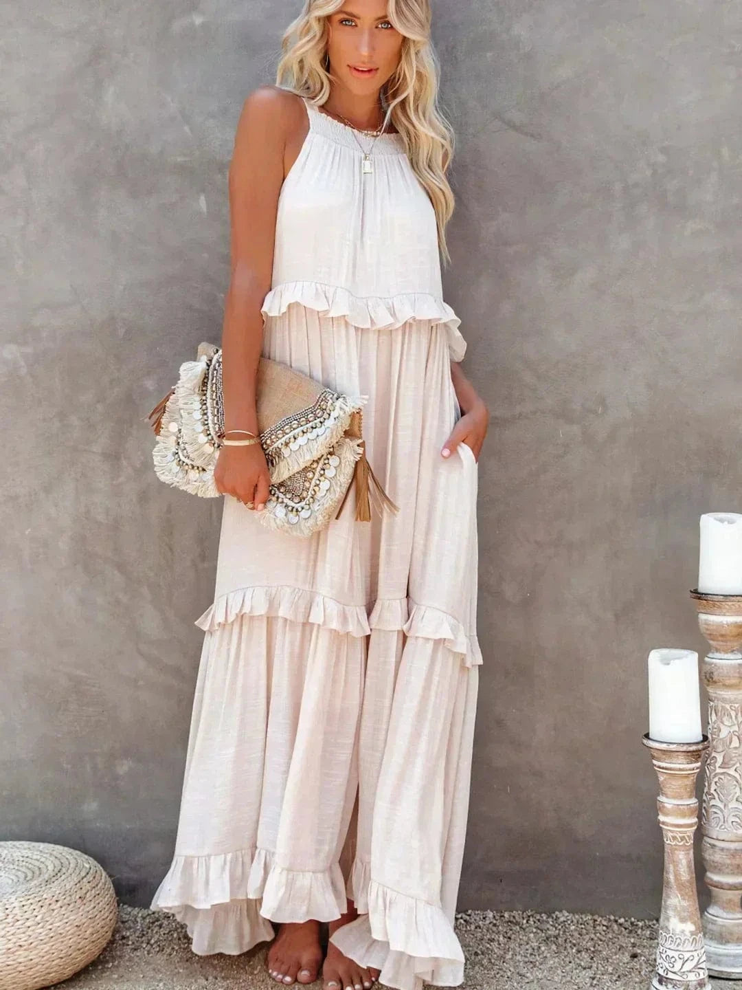stylub Emilia™ - Halter Ruffle Maxi Dress