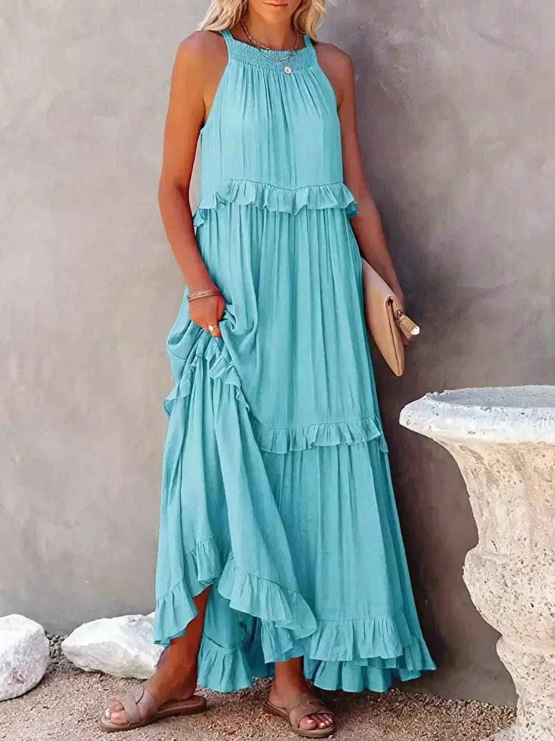 stylub Emilia™ - Halter Ruffle Maxi Dress