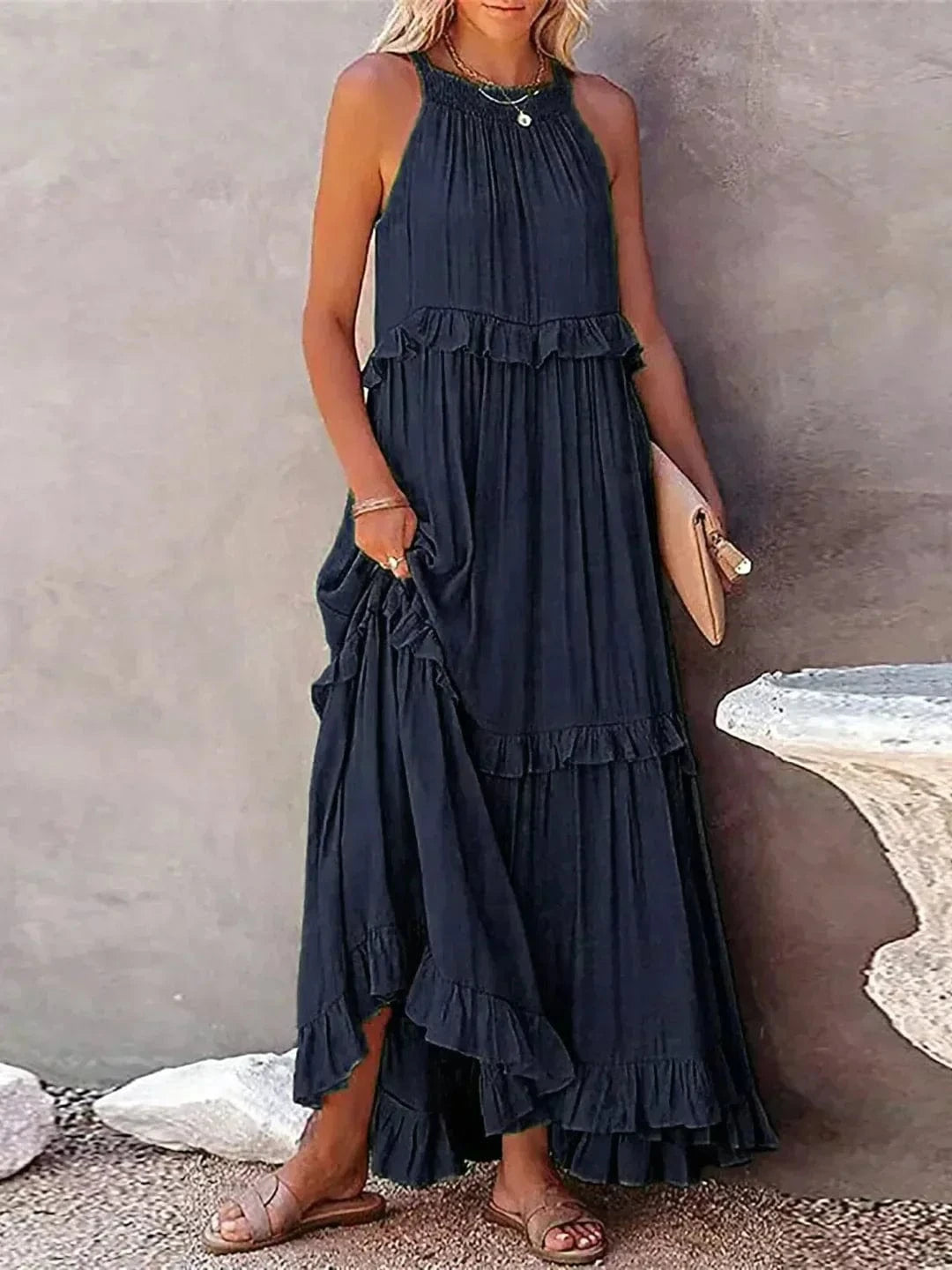 stylub Emilia™ - Halter Ruffle Maxi Dress