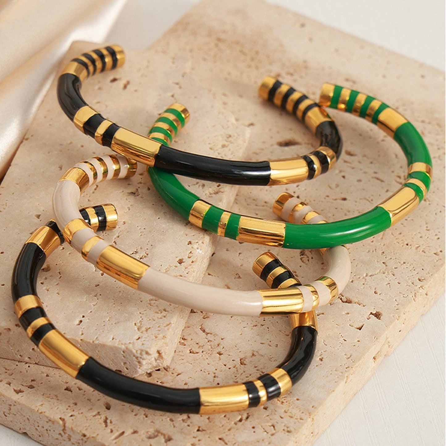 stylub Enamel Titanium Steel Cuff Bracelet