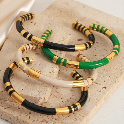 stylub Enamel Titanium Steel Cuff Bracelet