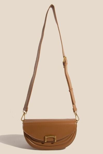 stylub Fame Buckle Closure Crescent Faux Leather Crossbody Bag