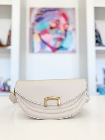 stylub Fame Buckle Closure Crescent Faux Leather Crossbody Bag