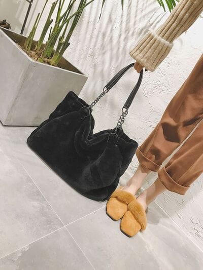 stylub Faux Fur Solid Color Tote Bag