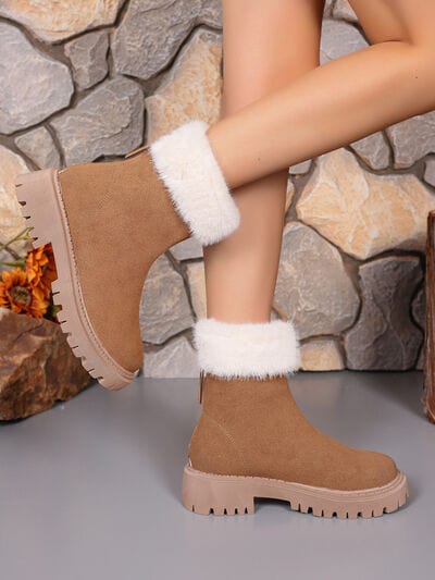 stylub Faux Fur Trim Suede Platform Boots
