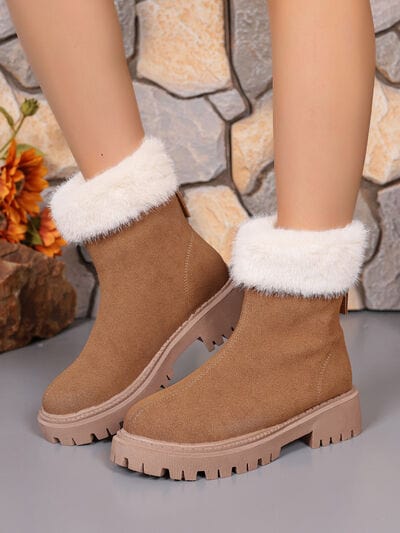 stylub Faux Fur Trim Suede Platform Boots