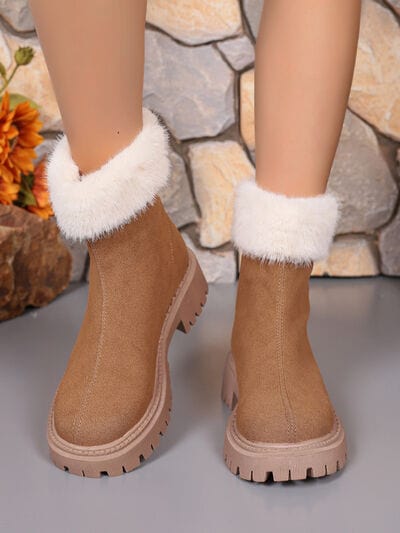 stylub Faux Fur Trim Suede Platform Boots