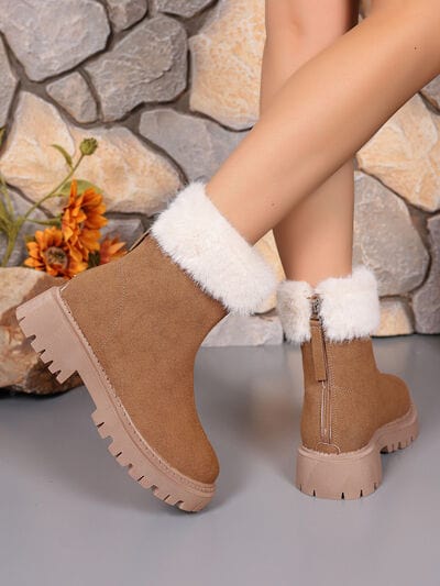 stylub Faux Fur Trim Suede Platform Boots