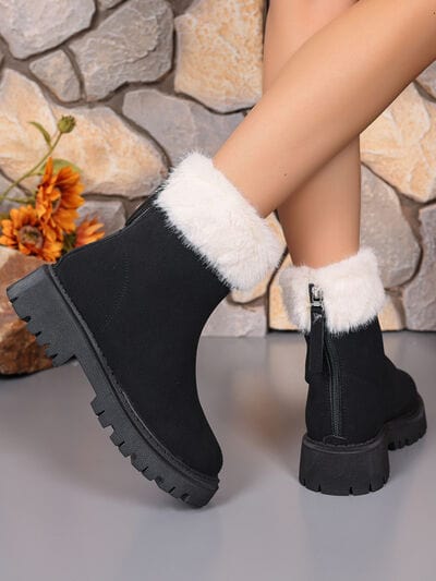 stylub Faux Fur Trim Suede Platform Boots